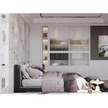 Simple European Style Furniture Warm White PVC Modern Bedroom Wardrobe